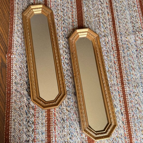 Pair of Vintage Home Interiors Hollywood Regency Ornate Gold Wall Mirrors